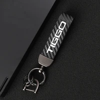 high grade leather car keychain 360 degree rotating horseshoe key rings for chery tiggo 3 4 5 7 pro 8 car accessories