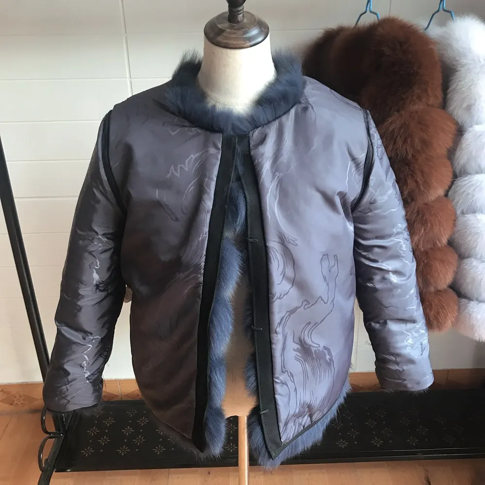 NEW 50CM Women Warm Real Fox Fur Coat Short Slim Winter Genuine Fur Jacket Fashion Outwear Luxury Natural Fox Fur Coat For