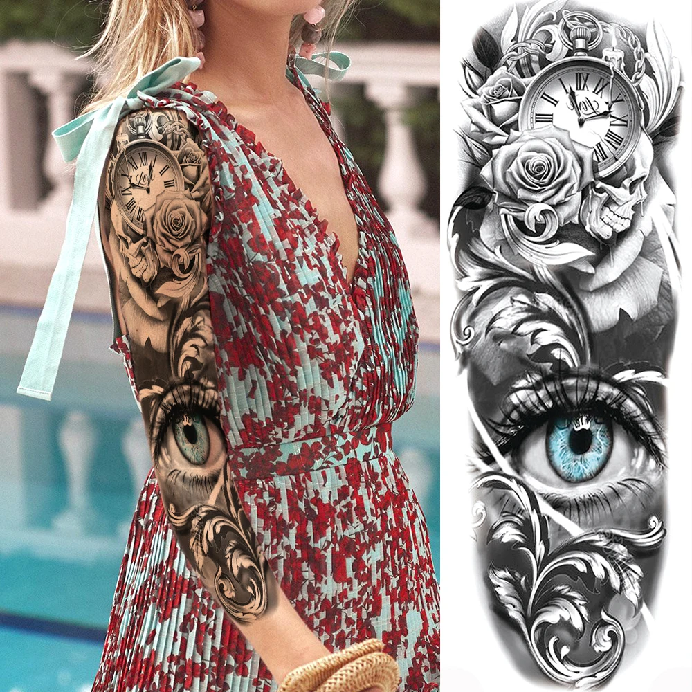 Свирепый лев Король тигр Временные татуировки для женщин мужчин полные руки и