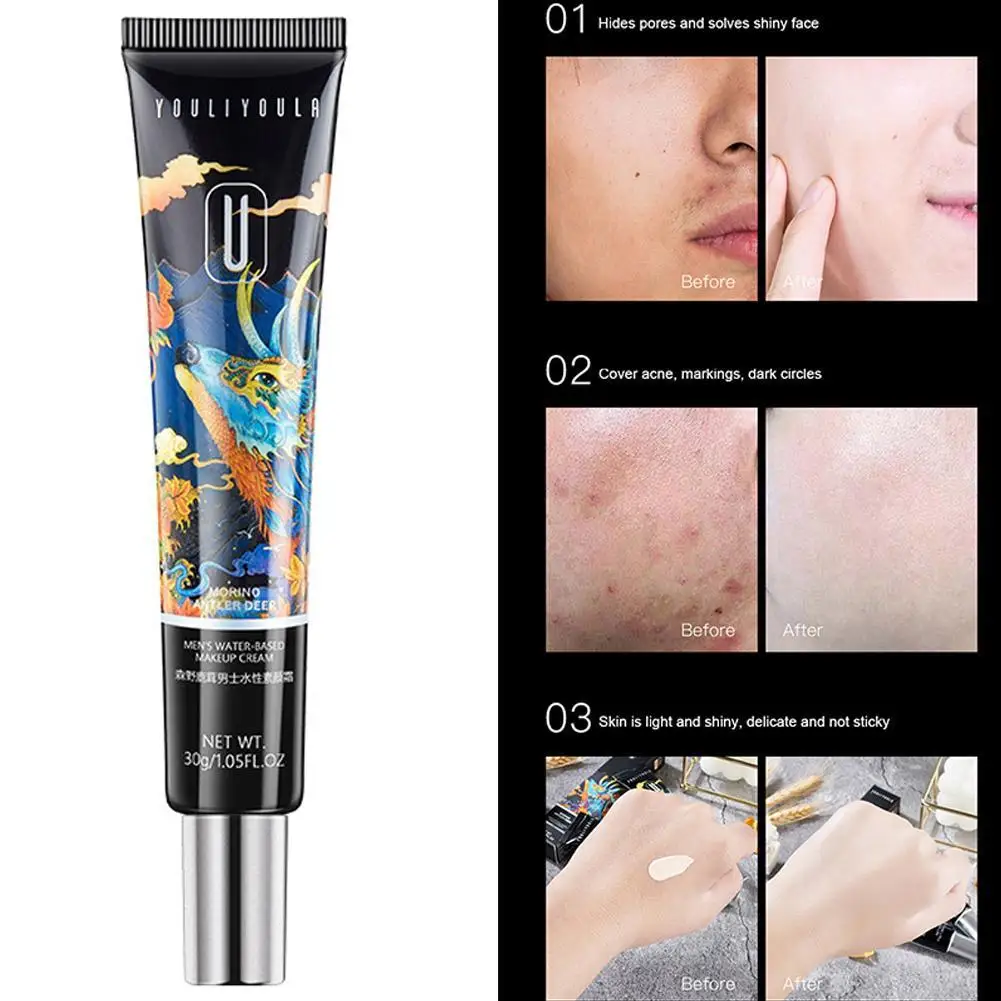 

Men's Concealer Face Whitening Moisturizing Cover Acne Breathable Foundation Cream Pores Cosmetics BB Oil Brightening Contr X9H7