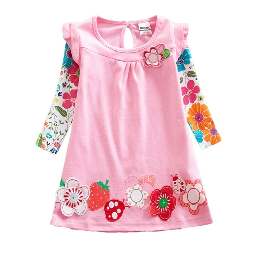 F2275 pink Neat/Детское платье с длинными рукавами; платье принцессы с цветочной вышивкой для малышей; vestidos; детская одежда; зимние платья для девочек; Jxs; L358 - Цвет: F2275 pink