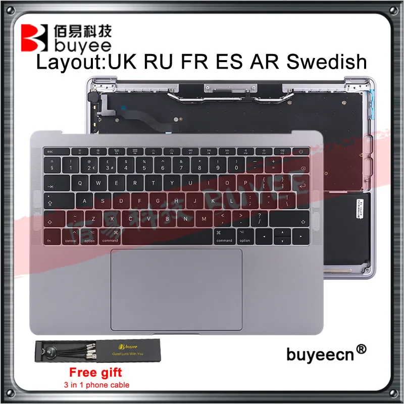 Оригинальный 99New для Macbook Pro Retina 13 &quotA1708 Упор рук TopCase UK RU FR ES AR шведская клавиатура +