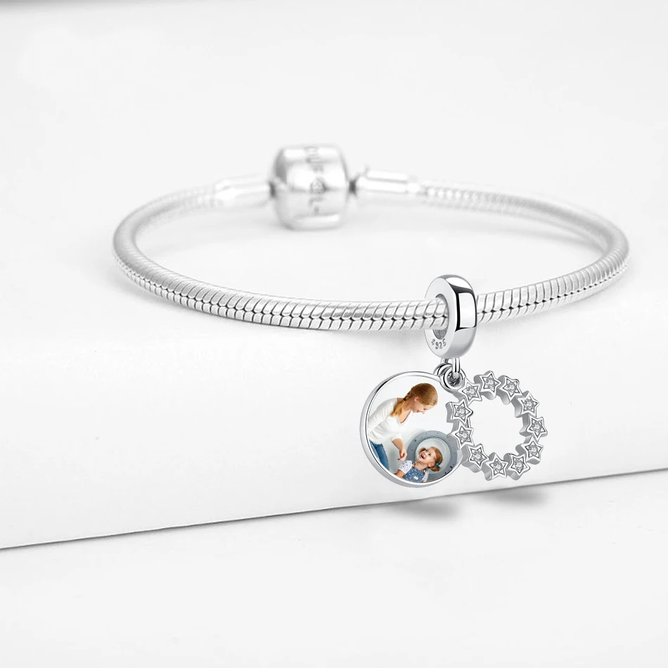 Серебряные бусины 925 пробы звезда круглые изготовленные на заказ Фото Подвески Fit