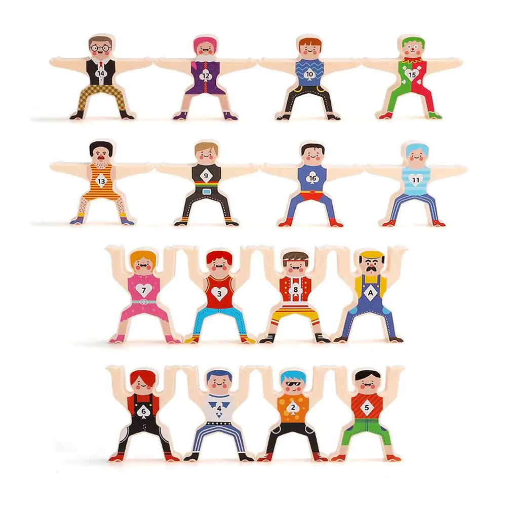 

Wooden Stacking Games Hercules Acrobatic Troupe Interlock Toys Balancing Blocks Games Toddler Educational Toys