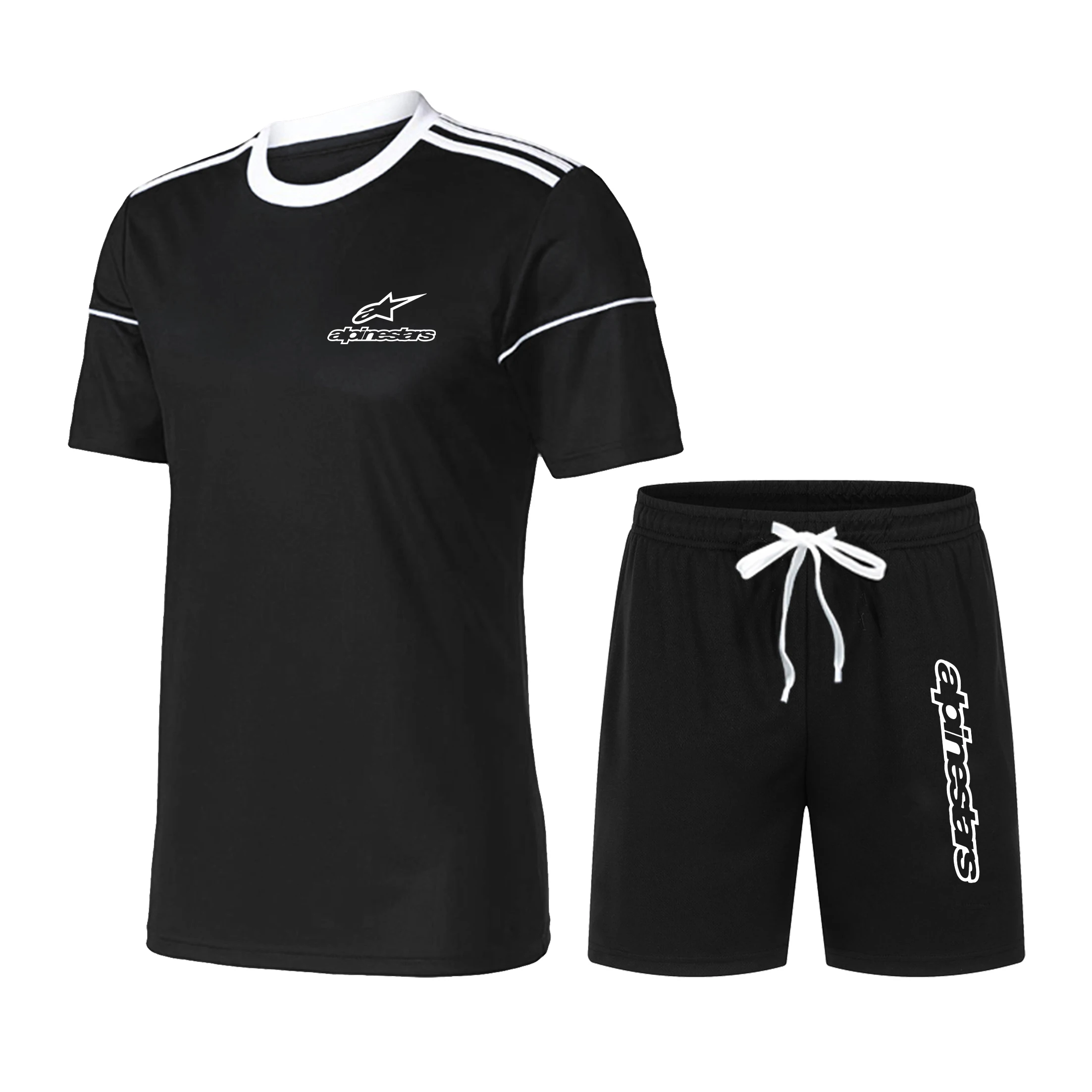 

Summer NewQuick Dry High Quality Casual Sports Suit men's Short Sleeve Fitness Shirt +Pants Suit Short Sleeve T-shirt+Pants Suit