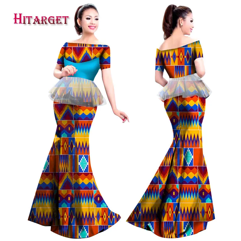 2018 Осенняя африканская женская одежда Комплекты из 2 предметов Дашики Воск Принт