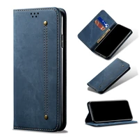 for iphone 12 pro denim leather magnetic wallet flip cover card slot foldable non slip full protective cover for iphone 12 pro