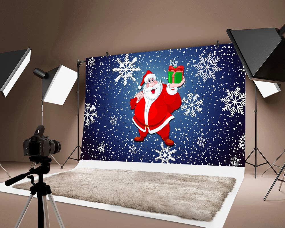 

Merry Christmas Photograph Thin Vinyl Background Backdrop Photo Santa Printed Festival Party Decorations