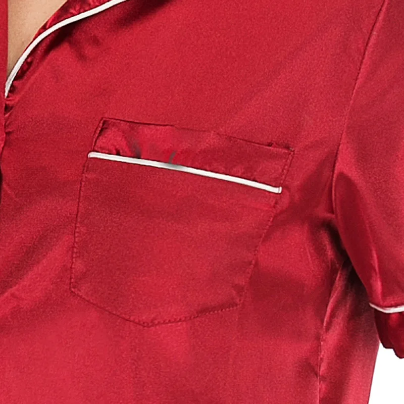 Womens Silk Satin Pajamas Pyjamas Set short Sleeve Sleepwear Pijama Pajamas Suit Female Sleep Two Piece Set Loungewear Plus Size