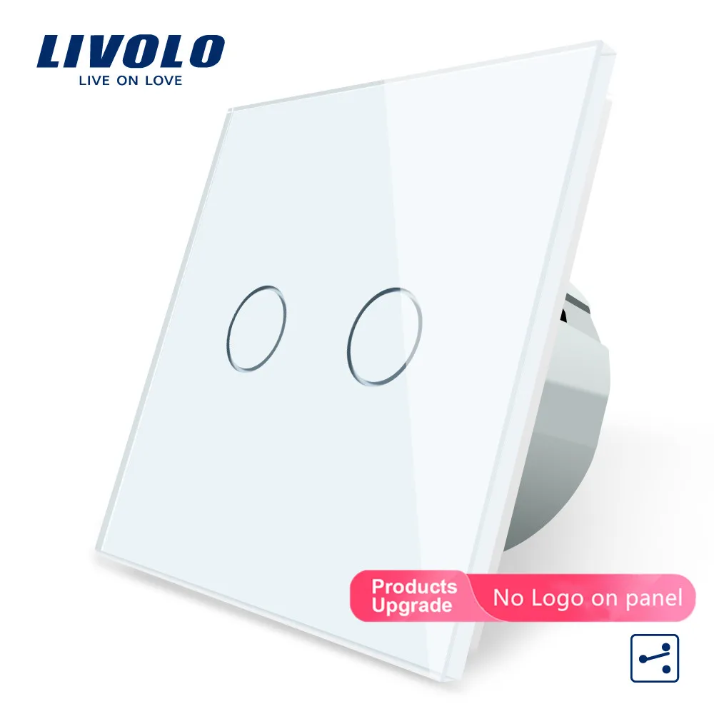 Livolo/Стандартный настенный выключатель 2 Gang Way с украшением в виде кристаллов