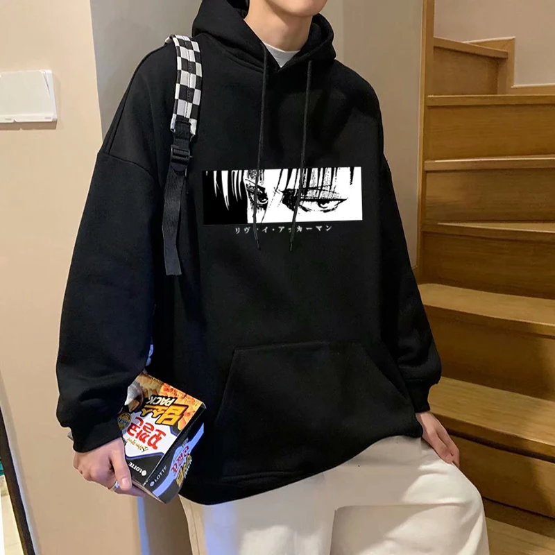 Anime Attack On Titan Hoodies Cool Levi Ackerman Pullover Unisex Hooded Sweatshirt Streetwear Harajuku Men/Women Hoody Tops