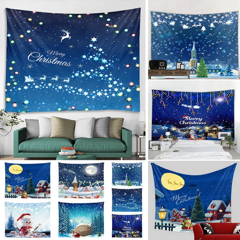 7 стилей Рождественский гобелен настенный Снеговик большое одеяло тканевый