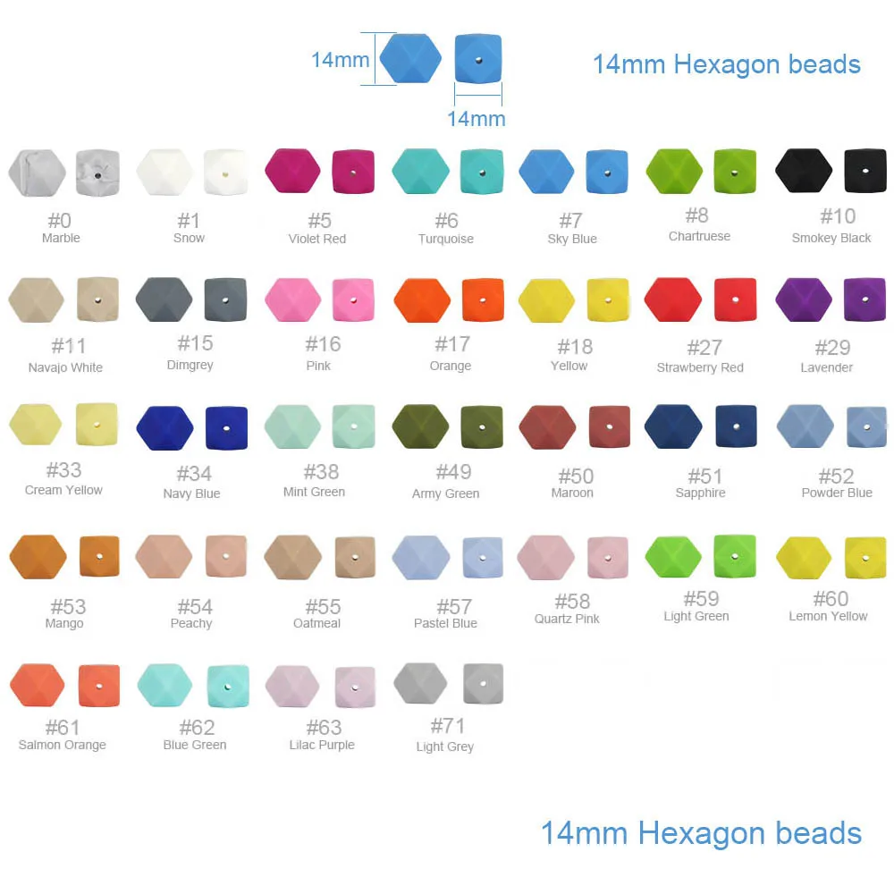 Cute-idea 14mm 200pcs Baby products Food Grade Hexagon Silicone DIY Teething  Beads, Nursing Teething Handmade Toy BPA Free