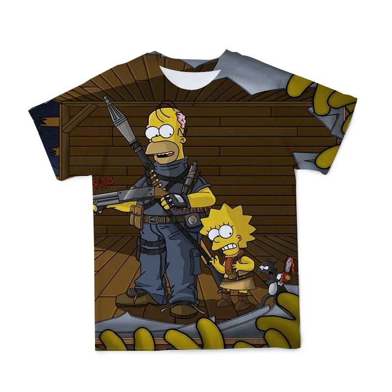 

2021 Shirt For Men Simpson Parent-Child 3D T-Shirt Printing Street Style Breathable Polyester O-Neck Tshirt Large size 110-6XL