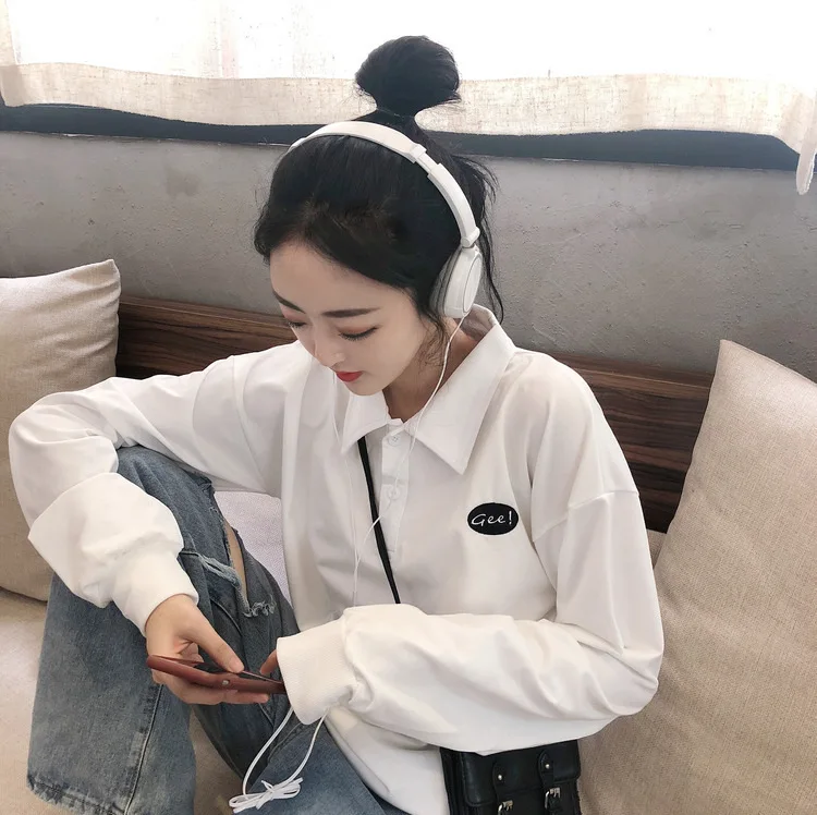 

Sweatshirts Women Solid Polo Neck Women Casual Long Sleeve Plus Size Sweatshirts Autumn Pullover Pure Fashion Tops Sudaderas