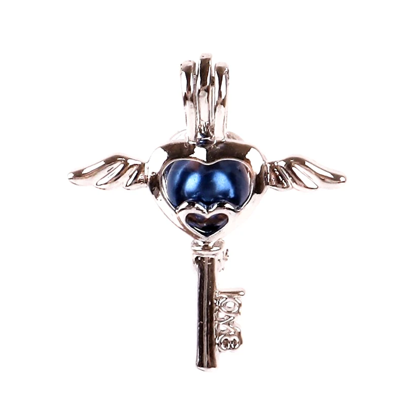 Новинка 5 шт./лот серебряные медные крылья для ключей любовь сердце бусины