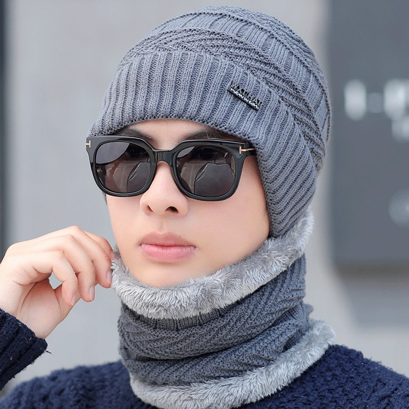 Горячие зимние шапки Skullies Beanies Hat для мужчин и женщин из шерсти с шарфом-шапкой, маской балаклавой, горрасами, боннетами, вязаными.