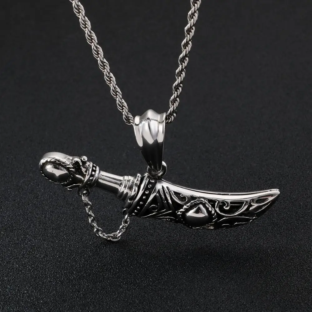 Fongten Viking ожерелье с кулоном в виде меча Готическая цепочка из нержавеющей стали