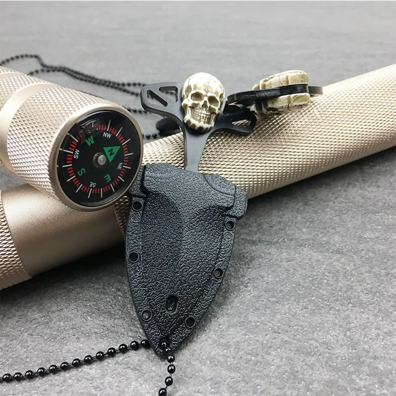 

Multifunctional Skull Pocket Knife Small Knife Outdoor Camping Survival Tactical Knives Sheath Knife Hanging Necklace Keychain