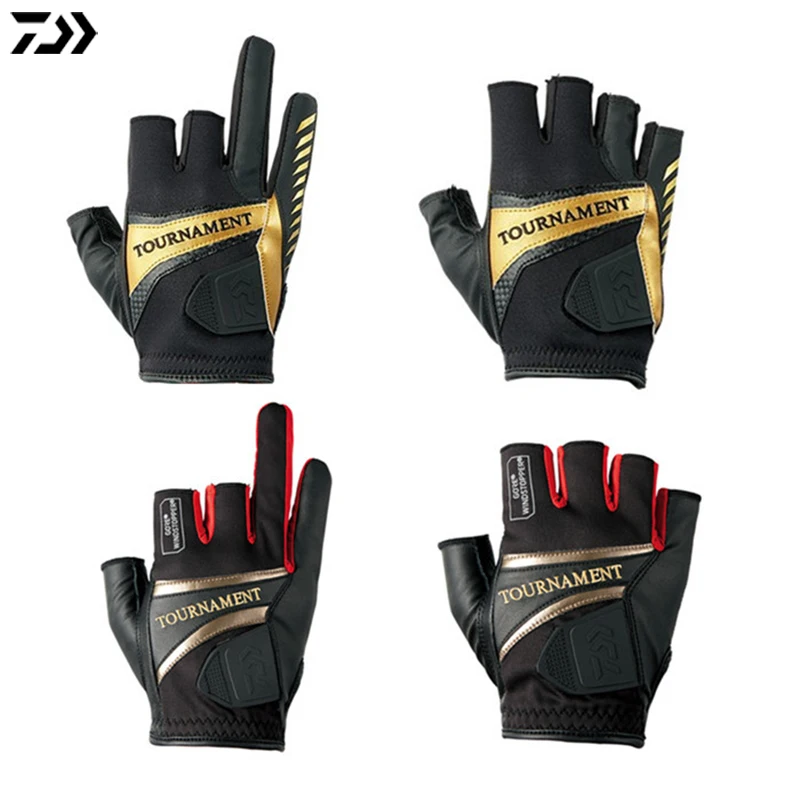 Кожаные Нескользящие рыболовные перчатки Daiwa 2020 с открытыми пальцами
