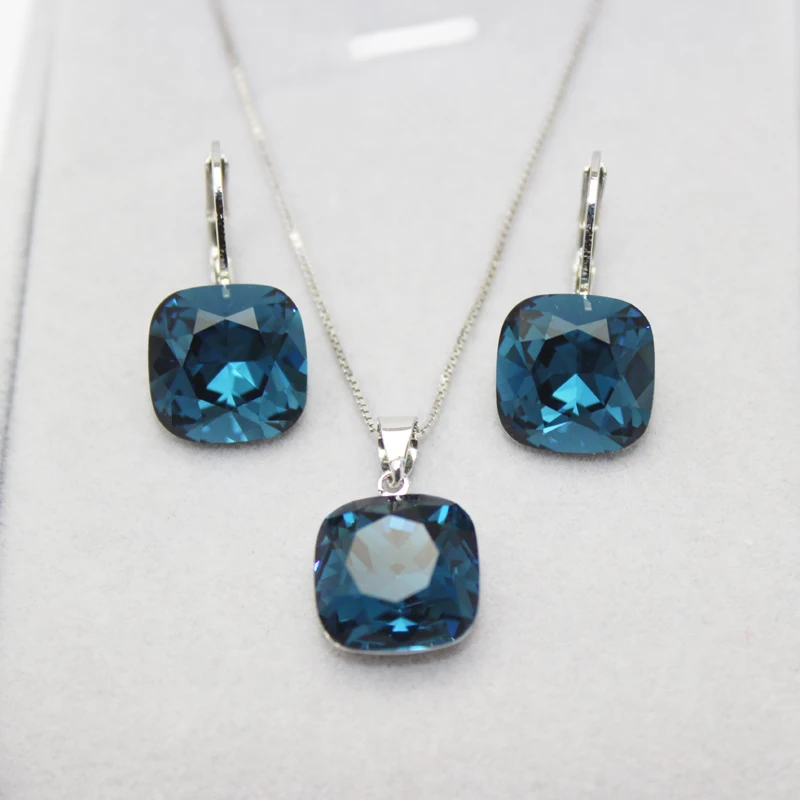 

HAVOS настоящий австрийский Кристальный Ювелирный Комплект 925 дизайнерские ювелирные изделия стерлингового серебра кулон ожерелье серьги на...