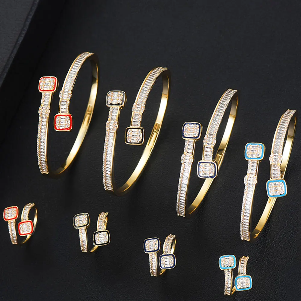 Модные Роскошные Эмалированные кольца и браслеты GODKI модные женские 2019|Ювелирные