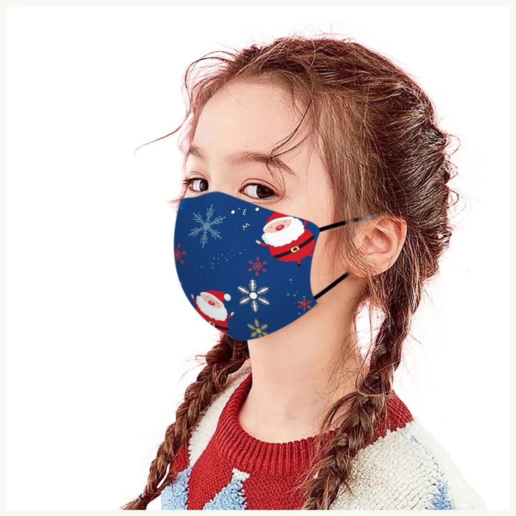 

5pcs Children Christmas Mouth Masks Cartoon printed Reusable Face Masks Mascarillas Face Shield Masque Facial Mask Drop Ship New