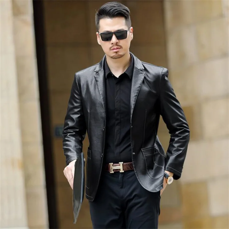 Sheep leather suit men's leather jacket middle-aged spring autumn fashion dad outfit куртка мужская зимняя куртка мужскаая black