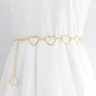 Металлическая цепь в форме сердца для женщин, тонкий регулируемый пояс в стиле хип-хоп, аксессуар для брюк и платьев, золотистого и серебристого цвета