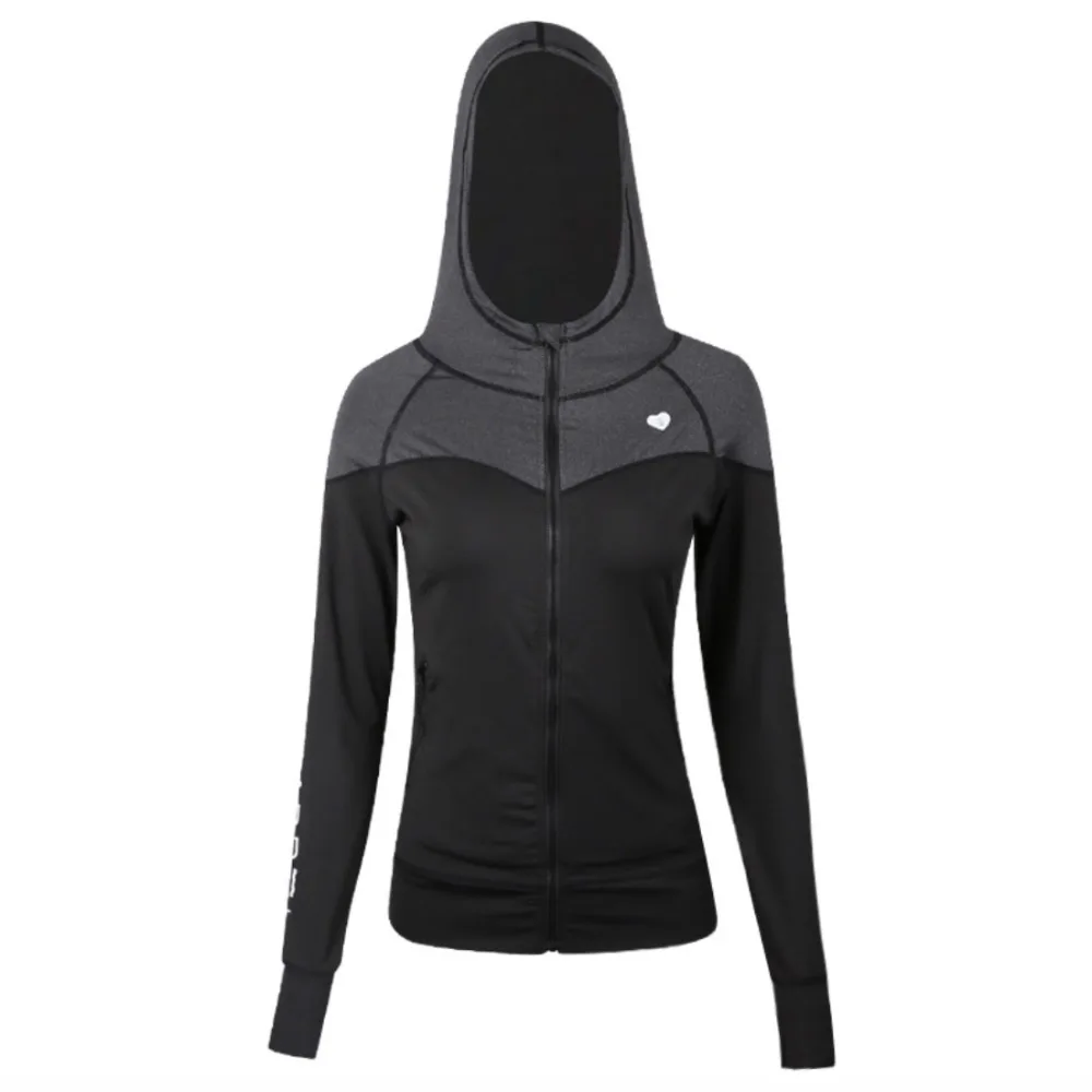 

Fe531 Hooded Women Running Jacket Thumb Hole Yoga Jacket Zipper Jacket Fitness Clothing Top Sport Gym Sportswear Sweatshirt