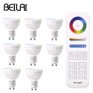 Светодиодный светильник с регулируемой яркостью RGB + CCT (2700-6500K), светильник Mi 4 Вт, Wi-Fi, GU10, Светодиодный точечный светильник 220 В, 110 В, светодиодный, 2,4 ГГц, радиочастотный беспроводной контроллер