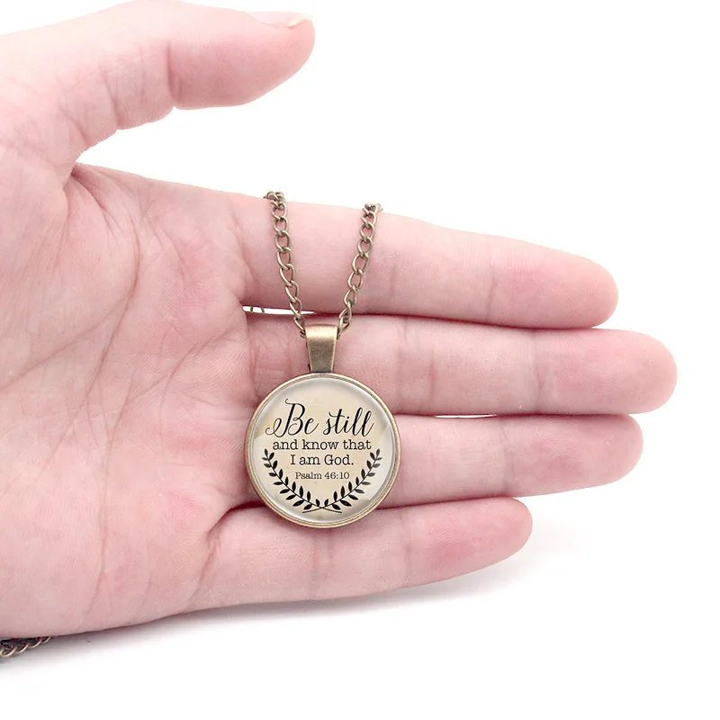 

Classic Bible Verses Glass Dome Metal Long Chain Necklaces Knights Templar Pendant For Man Woman Jewelry Gifts