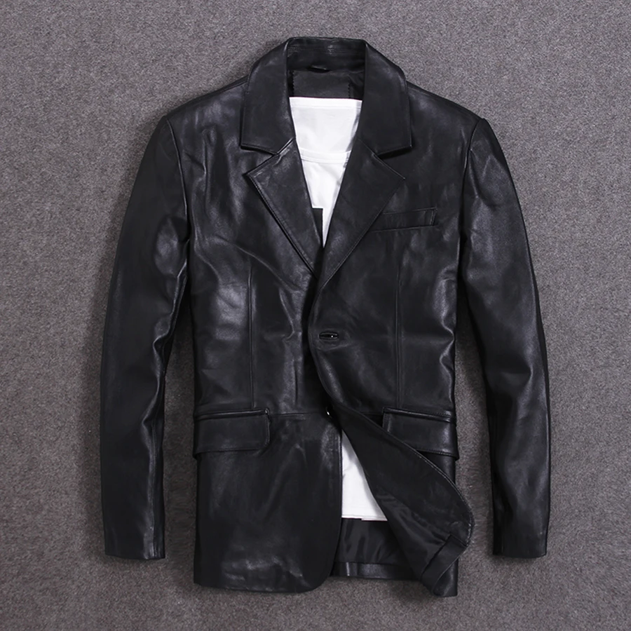 

casual Free shipping.man Leisure suit,Plus size Brand soft sheepskin Jacket,mens genuine leather business coat