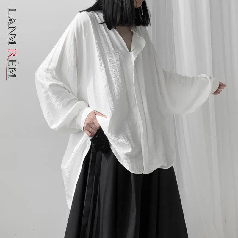 

LANMREM Solid Color Women's Long Sleeve Loose Shirt Fashion Spring Autumn 2021 Single Breasted Female Streetwear Clothing 2C2129