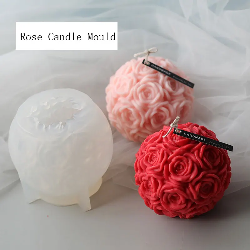 

New DIY Candles Mould Rose Aromatherapy Plaster Candle 3D Silicone Mold Hand-made Soy Aroma Wax Soap Candles Mold