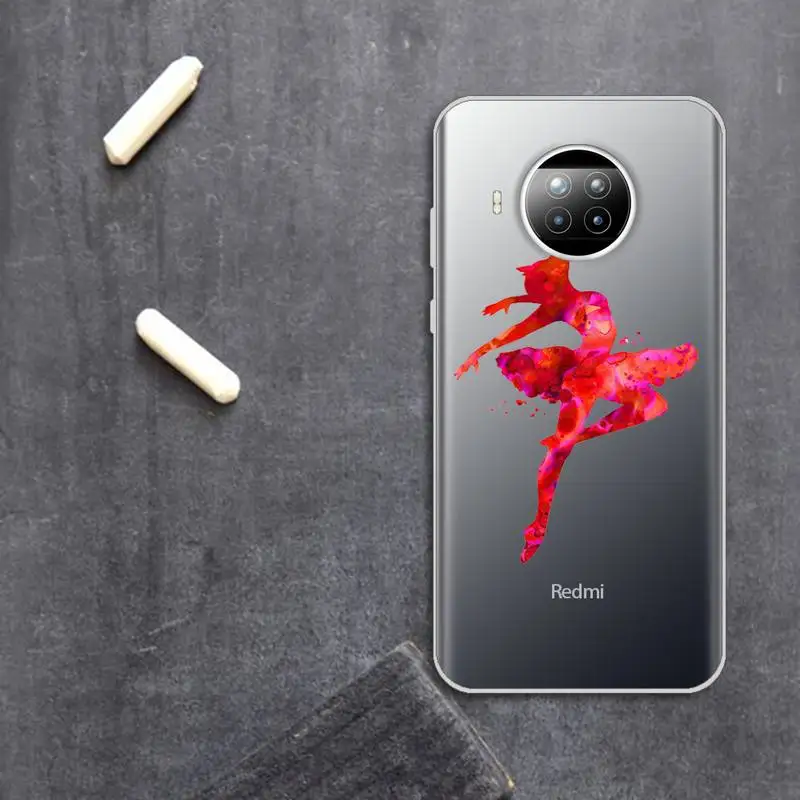 

Cute cartoon art colorful ballerina Phone Case Transparent for Xiaomi Redmi note 10 t 8 9 pro lite 11