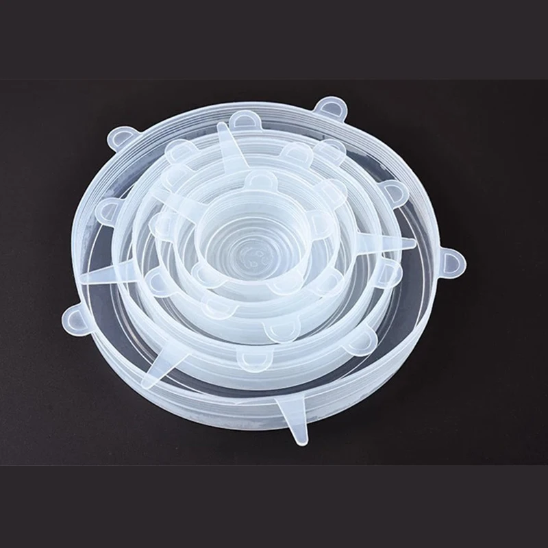 Силиконовые крышки для пищевых продуктов 6 шт. многоразовые растягивающиеся