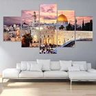 Картина на холсте, современные настенные картины, домашний декор, модульные плакаты из 5 предметов с изображением пейзажа заката и заката, HD печатная рамка