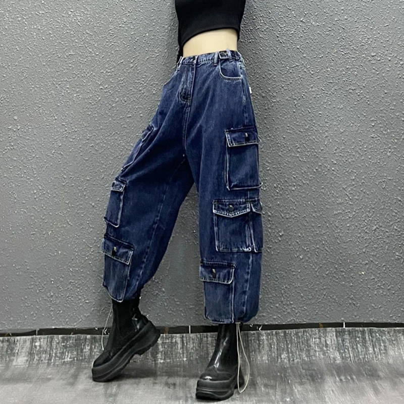 

Denim Pants Fashion Chic High Waist Jeans Women's Autumn 2021 New More Than A Pocket Loose Hem Denim Harem Pants Female Tide