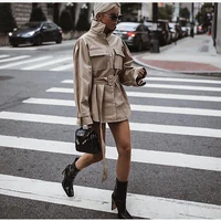 minimalism autumn trench coat for women elegant lapel sashes women jacket vintage coats windbreaker female outwear