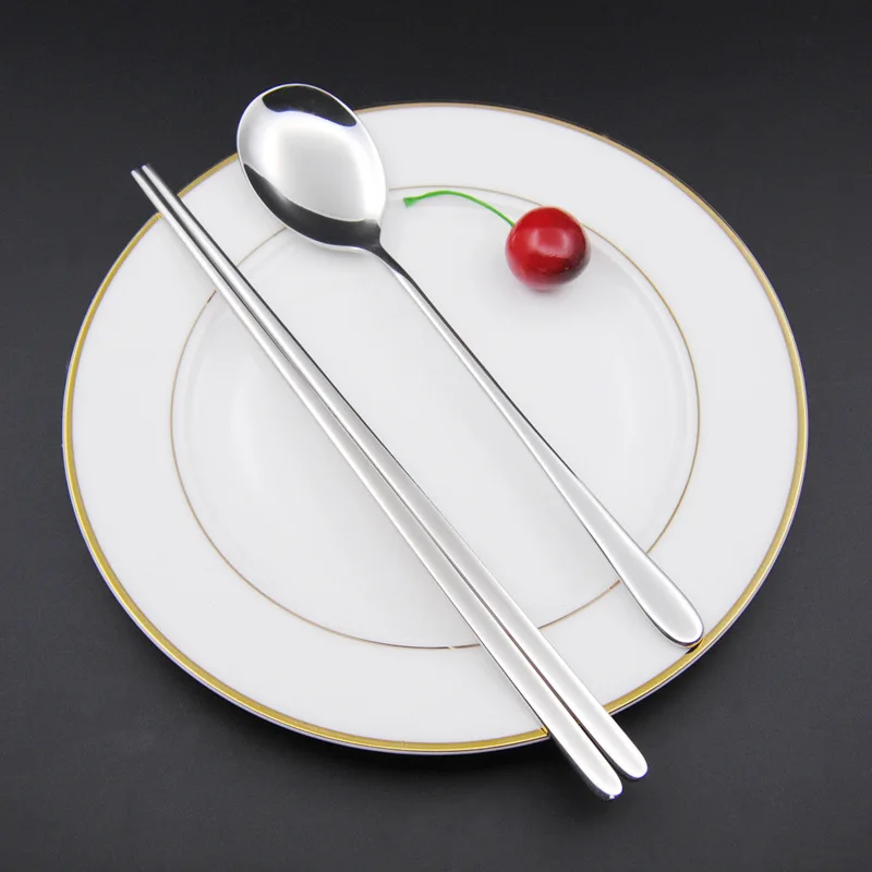 Новинка набор корейских палочек и ложек из нержавеющей стали Hashi серебро 18/10