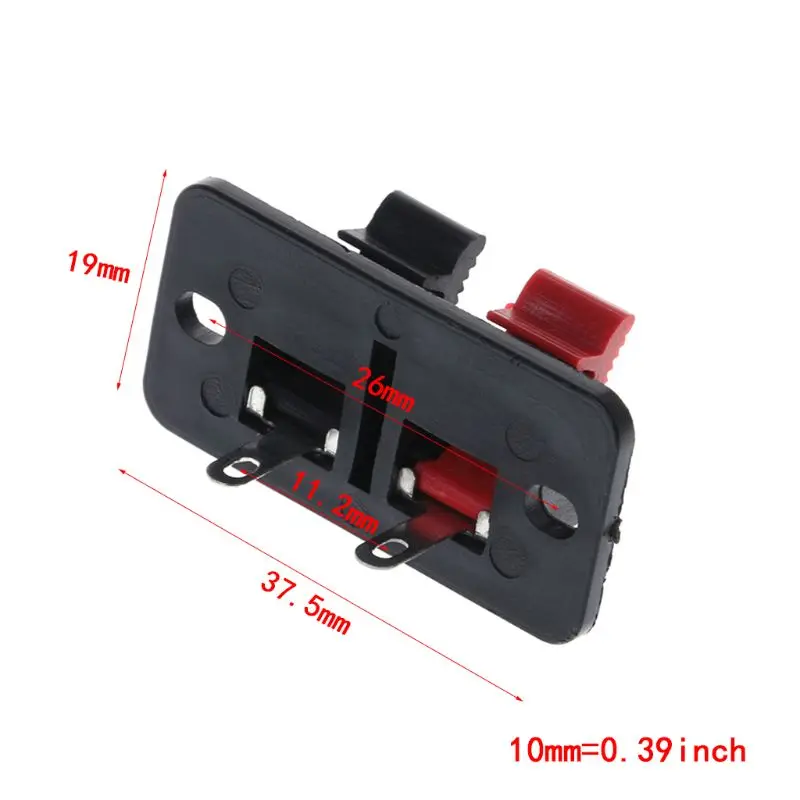 

10PCS Spring Clip WP2-4 Stereo Speaker Plate Terminal Strip Board 2 Way Binding Post Connector Socket Block Push Type
