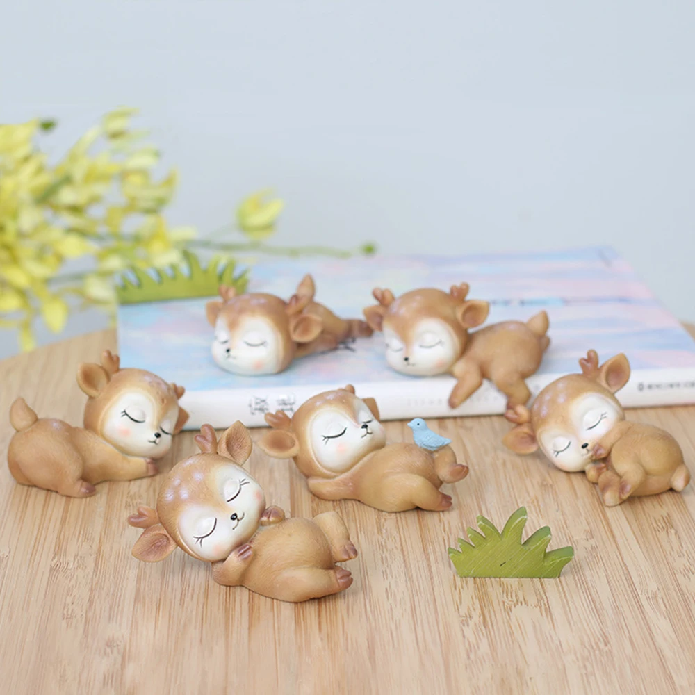 6 шт. фигурки Оленя Игрушки настольный домашний Декор украшение из смолы торт