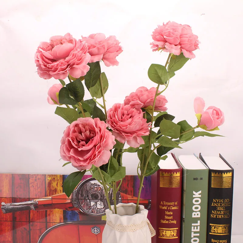 

3 головы DIY вечерние украшения винтажный шелк искусственный цветы маленькая Роза Свадебные поддельные цветы праздничные принадлежности, до...