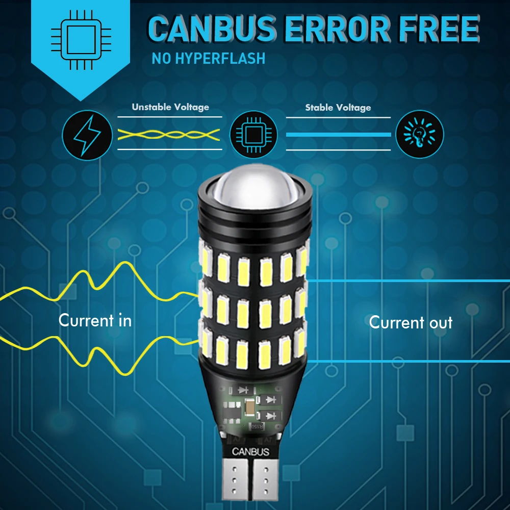Автомобильный светодиодный фонарь заднего хода 2X T15 T16 W16W 921P21W BA15S 1156 лампа для