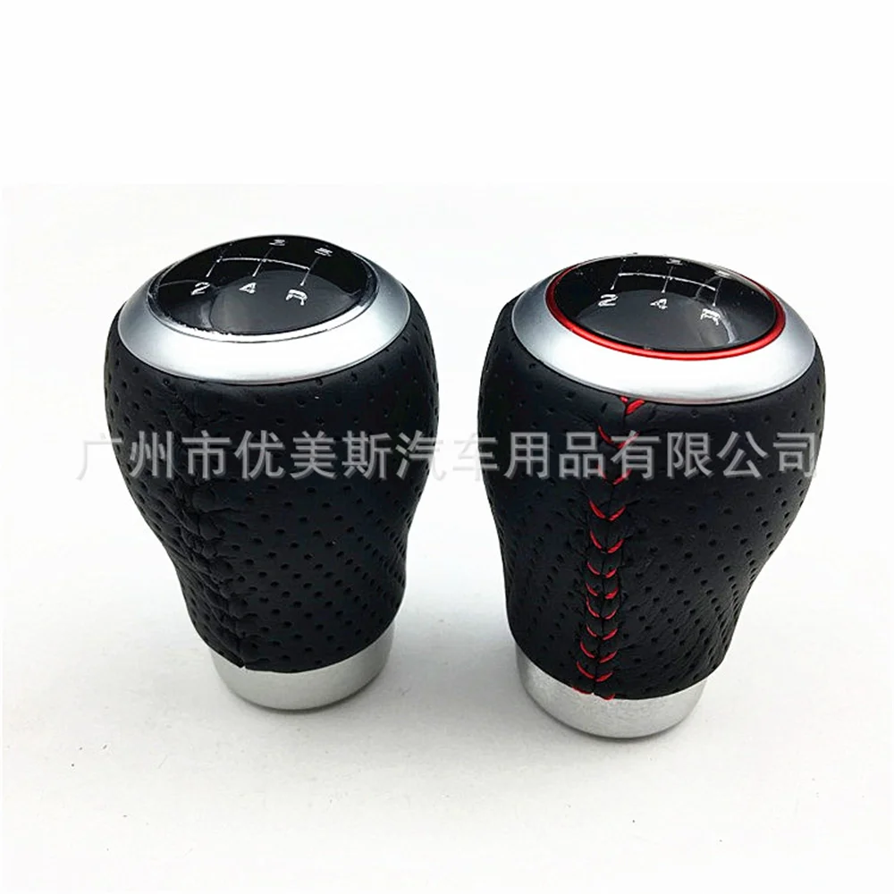 

Universal 5 Speed 5R Car Red Line Aluminum Leather Manual Gear Shift Knob Stick MT AT Gearstick Lever Shifter Fit For Honda