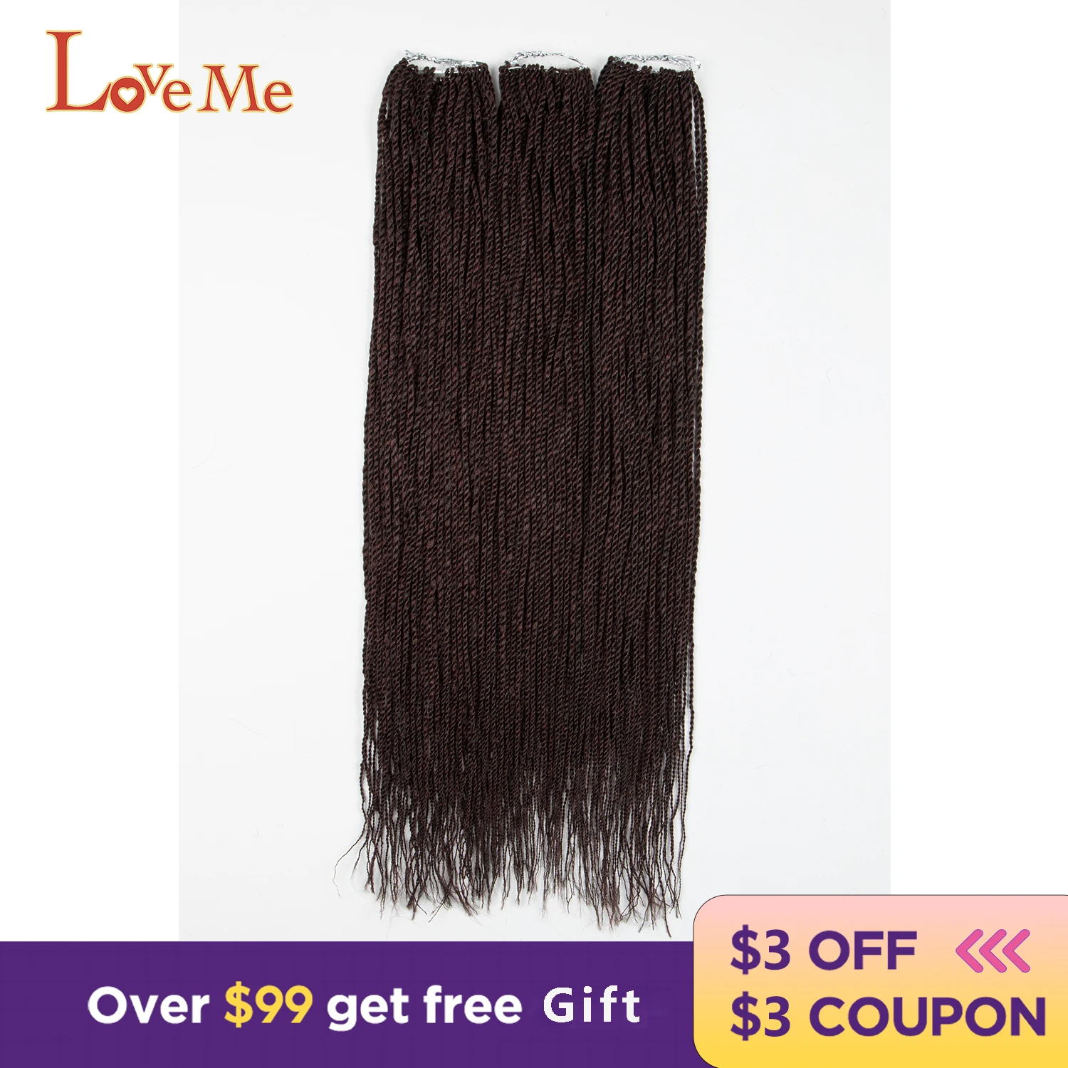 

LOVE ME Soft Synthetic Senegalese Twist Braiding Hair 24Inch Ombre Small Crotchet Braid Hair Extension for Black Women