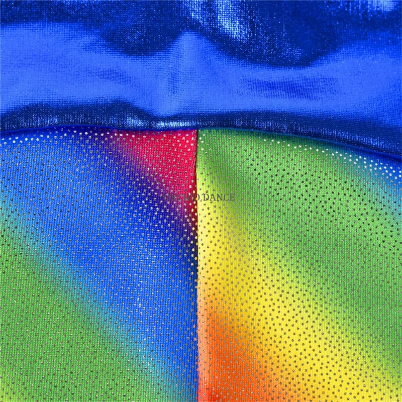 Дешевые блестящие радужные танцевальные унитазы гимнастические трико для