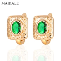 maikale classic hollow square colorful cubic zirconial gold stud earrings for women jewelry fashion party accessories gifts
