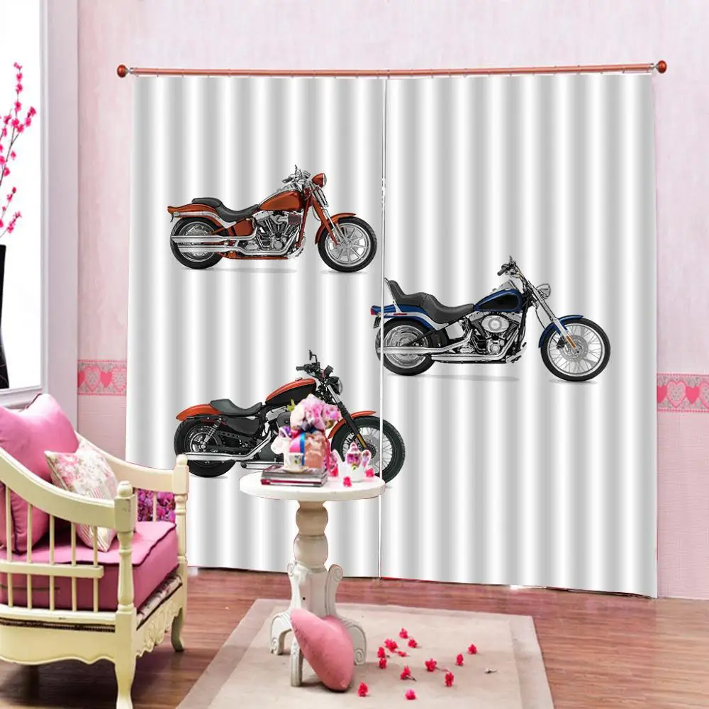 Индивидуальные мотоциклетные оконные занавески Иллюстрация трех мотоциклов